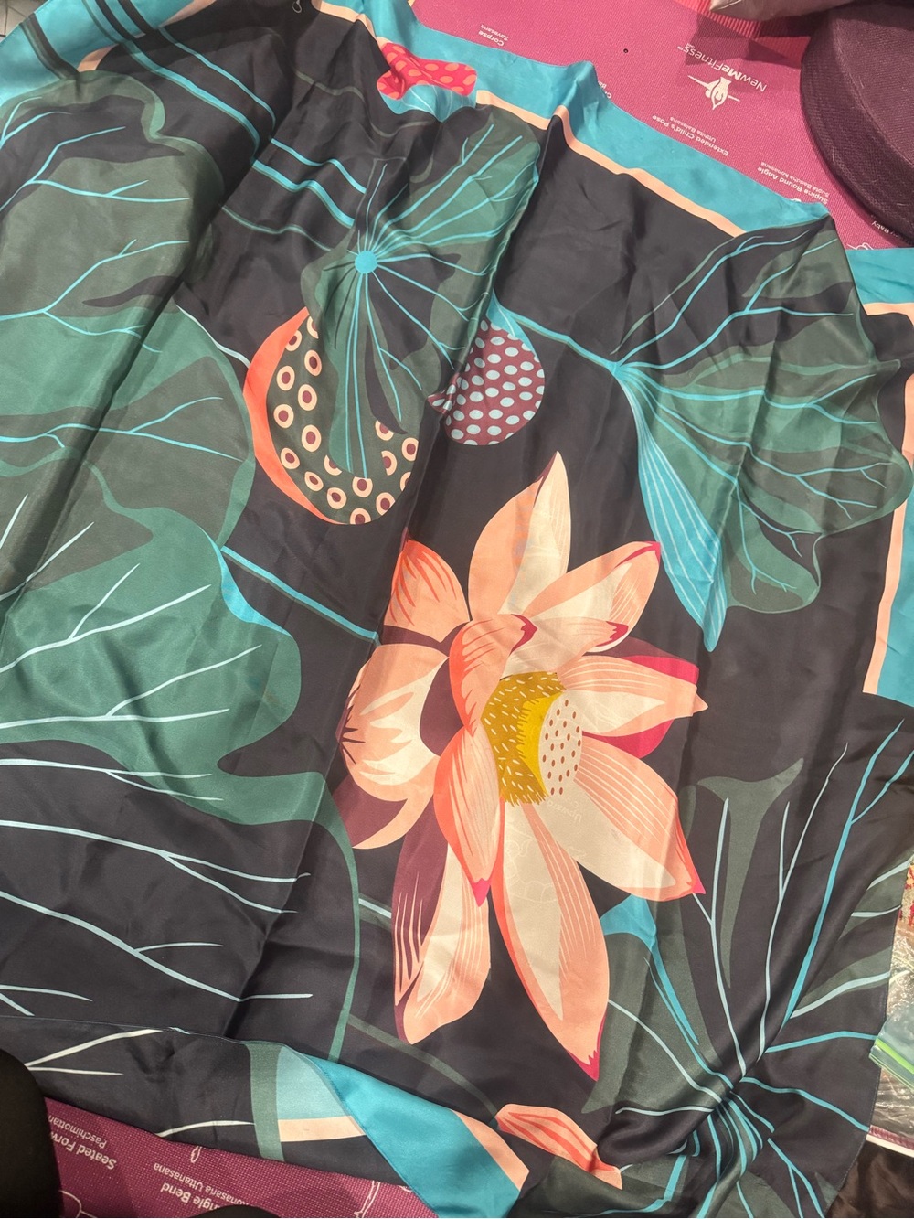 Talbots Carolina Melis Lotus Silk Scarf In Blue And Pink